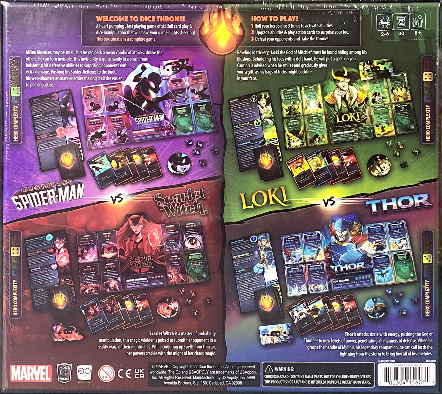 Dice Throne Marvel - Scarlet Witch v. Thor v. Loki v. Spider-Man