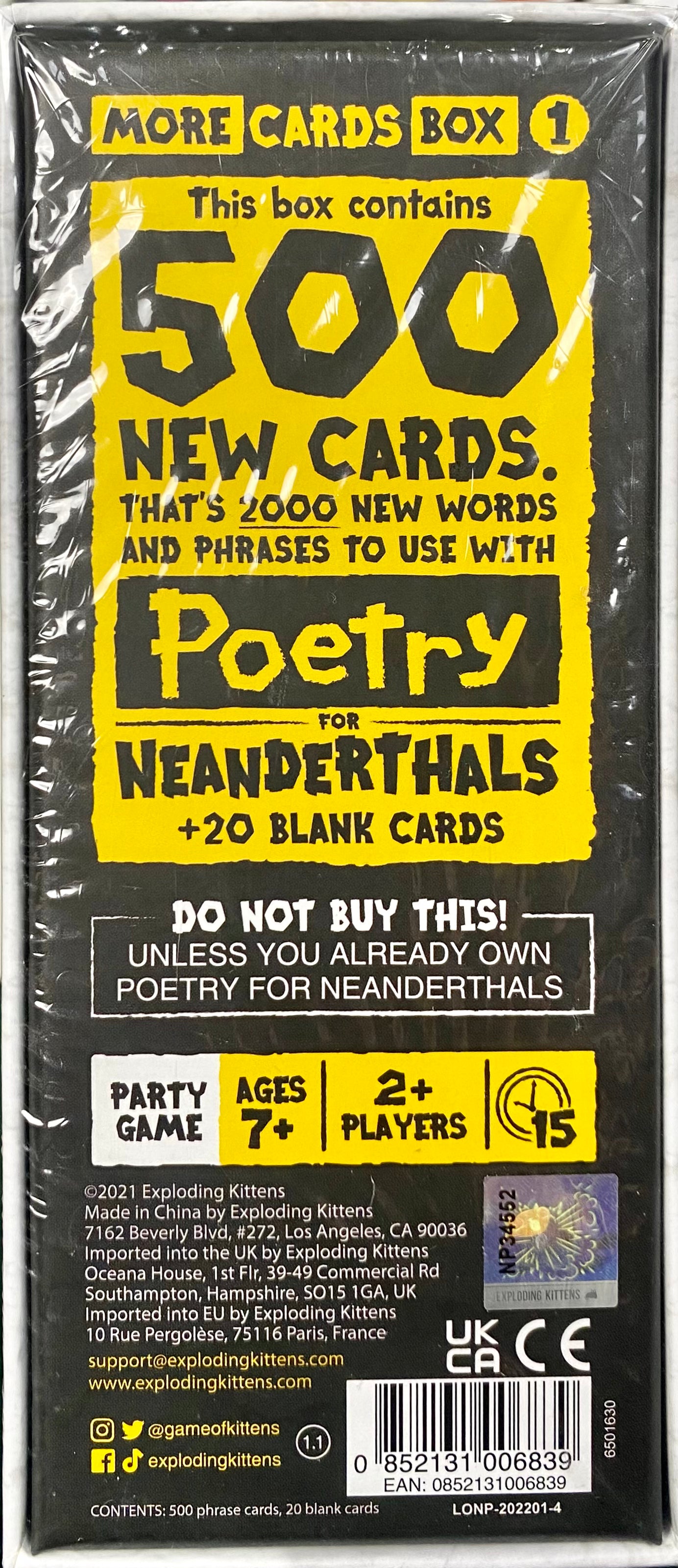 Poetry For Neanderthals Expansion More Cards Box 1 Board Game Madness poetry-for-neanderthals-expansion-more-cards-box-1-board-game-madness
